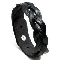 1pc Braided PU Leather Bracelet - black