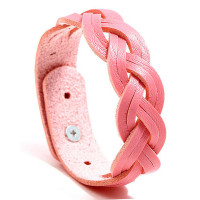 1pc Braided PU Leather Bracelet - pink