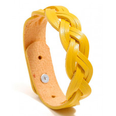 1pc Braided PU Leather Bracelet - yellow