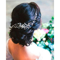 1pc Bride Wedding Hair Comb Clip Rhinestone Pearls Side Combs Headpiece Bridal Hair Accessories - white