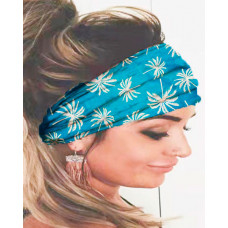 1pc Coconut Tree Print Yoga Sports Wide Headband - blue