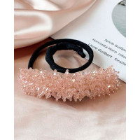 1pc Colorblock Crystal Beaded Hair Bun Maker - pink