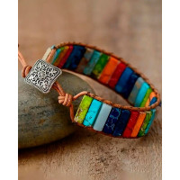 1pc Colorblock Stone Braided Bohemian Bracelet - style1