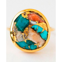 1pc Colorful Turquoise Trendy Vintage Ring - gold
