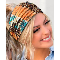 1pc Contrast Leopard Floral Print Sports Wide Headband - Multicolor