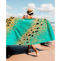 1pc Contrast Leopard Oversized Beach Blanket Towel - green