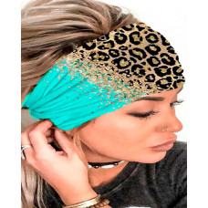 1pc Contrast Leopard Print Yoga Sports Wide Headband - blue