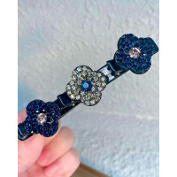 1pc Crystal Floral Pattern Braided Hairpin - blue