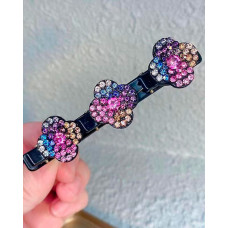 1pc Crystal Floral Pattern Braided Hairpin - purple