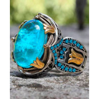 1pc Crystal Moon Stone Bohemian Wedding Ring - silver