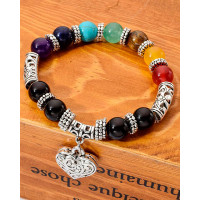 1pc Crystal Stone Beaded Heart Pattern Bracelet - Multicolor