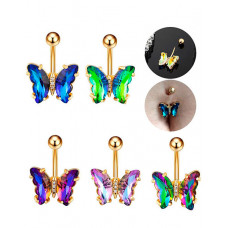 1pc Crystal Stone Butterfly Shaped Belly Ring - style1