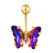 1pc Crystal Stone Butterfly Shaped Belly Ring - style2