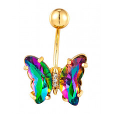 1pc Crystal Stone Butterfly Shaped Belly Ring - style3