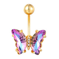 1pc Crystal Stone Butterfly Shaped Belly Ring - style5