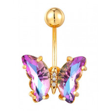 1pc Crystal Stone Butterfly Shaped Belly Ring - style5