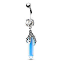 1pc Crystal Stone Ghost Hands Hexagon Drop Belly Ring - style3