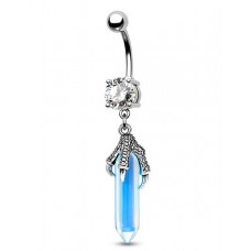 1pc Crystal Stone Ghost Hands Hexagon Drop Belly Ring - style3