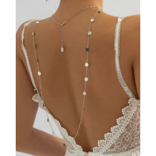 1pc Disc Tassel Back Beach Bridal Body Chain - silver