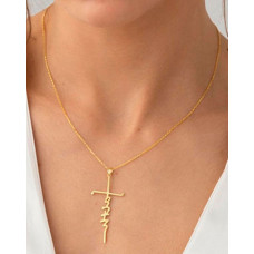 1pc Faith Letter Pendant Necklace - gold