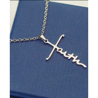 1pc Faith Letter Pendant Necklace - silver