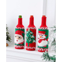 1pc Fuzzy Christmas Tree Santa Snowman Knitted Beer Bottle Tall Can Covers Home Decor Party Favor Gift Bag - style1