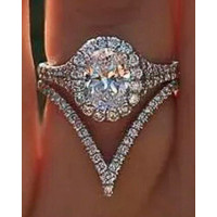 1pc Geometric Zircon Wedding Bridal Ring - white