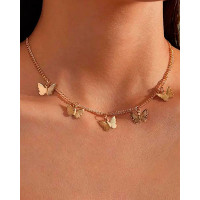 1pc Golden Butterfly Pendant Necklace - gold