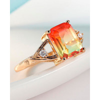 1pc Gradient Color Square Crystal Stone Ring - style1