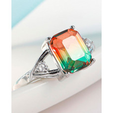 1pc Gradient Color Square Crystal Stone Ring - style3