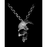 1pc Halloween Gothic Skull Pendant Necklace - black