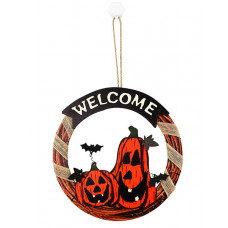 1pc Halloween Wooden Door Hanging Welcome Sign Ornament Home Outdoor Haunted House Decoration - style2