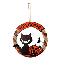 1pc Halloween Wooden Door Hanging Welcome Sign Ornament Home Outdoor Haunted House Decoration - style3