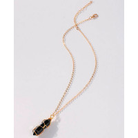 1pc Hand Wound Hexagon Column Pendant Necklace - black