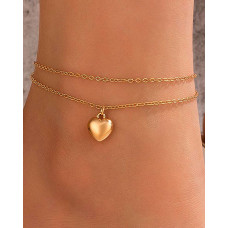 1pc Heart Pattern Layered Chain Anklet - gold