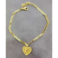 1pc Heart Shaped Letter Embossed Chain Anklet - style10