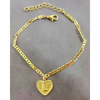 1pc Heart Shaped Letter Embossed Chain Anklet - style11