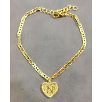 1pc Heart Shaped Letter Embossed Chain Anklet - style13