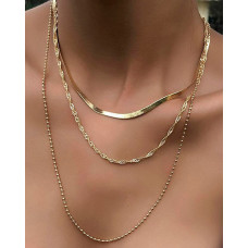 1pc Herringbone Multi-Layered Chain Necklace - gold