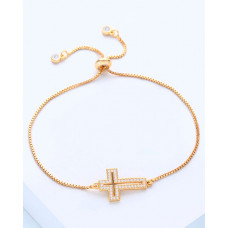 1pc Hollow Out Cross Pattern Tassel Bracelet - gold