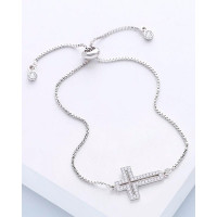 1pc Hollow Out Cross Pattern Tassel Bracelet - silver