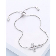 1pc Hollow Out Cross Pattern Tassel Bracelet - silver