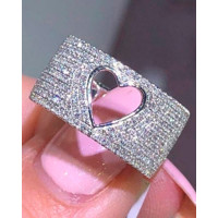 1pc Hollow Out Heart Pattern Ring - silver