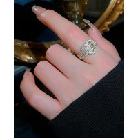 1pc Hollow Out Rhinestone Heart Shaped Ring - gold