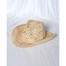 1pc Hollow Out Straw Cowboy Hat - beige