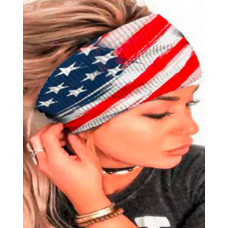 1pc Independence Day Flag Print Wide Yoga Sports Headband - blue