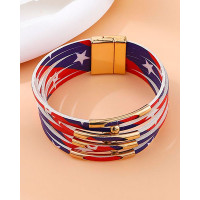 1pc Independence Day Flag Wide Magnet Bracelet - blue