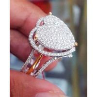 1pc Layered Double Heart Shaped Rhinestone Hollow Out Ring - silver