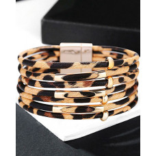 1pc Leopard Multi-Layer Magnet Bracelet - brown