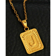 1pc Letter Embossed Square Pendant Necklace - style10